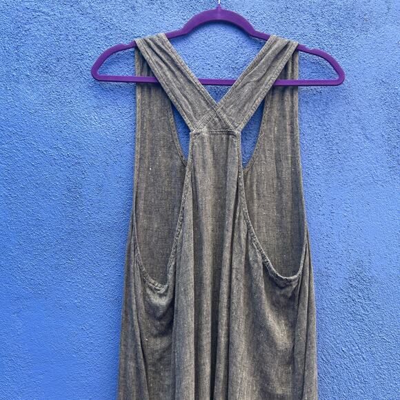 click by color me cotton gray linen apron maxi dress - Picture 6 of 8